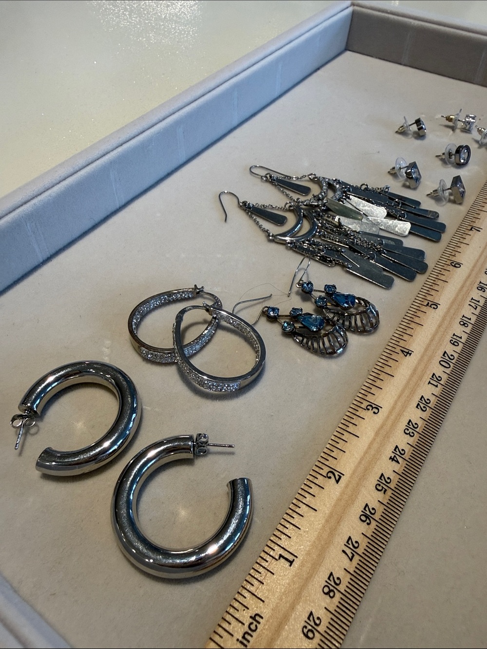 Lot 7 pairs Silver-Tone Mixed Earrings Collection - Versatile Women’s Jewelry